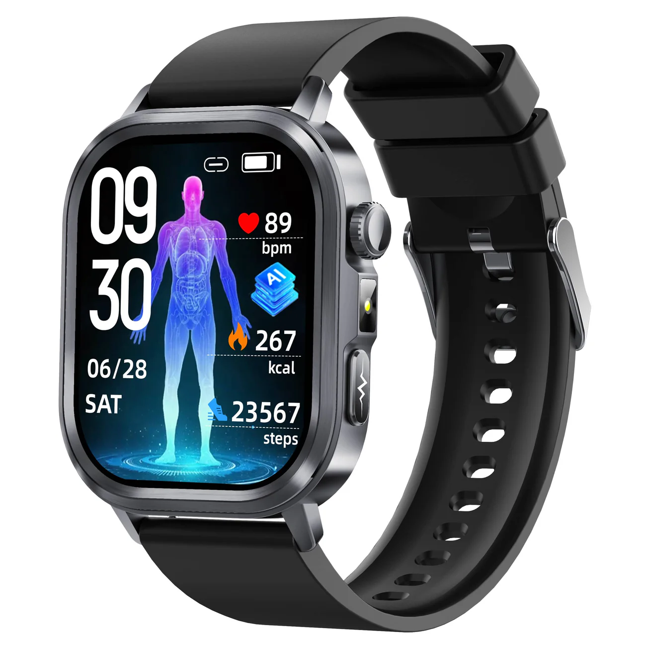 Health Smart Watch 24/7 ECG Heart Rate Blood Glucose Blood Oxygen Blood Pressure Sleep Health Monitor