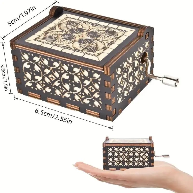 You Are My Sunshine Letter Pattern Music Box, Handmade Hand Crank Wooden Vintage Laser Engraved Music Box