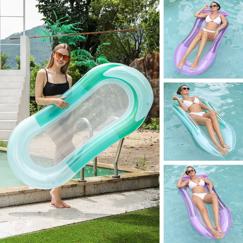 Inflatable Water Lounger with Armrests and Mesh