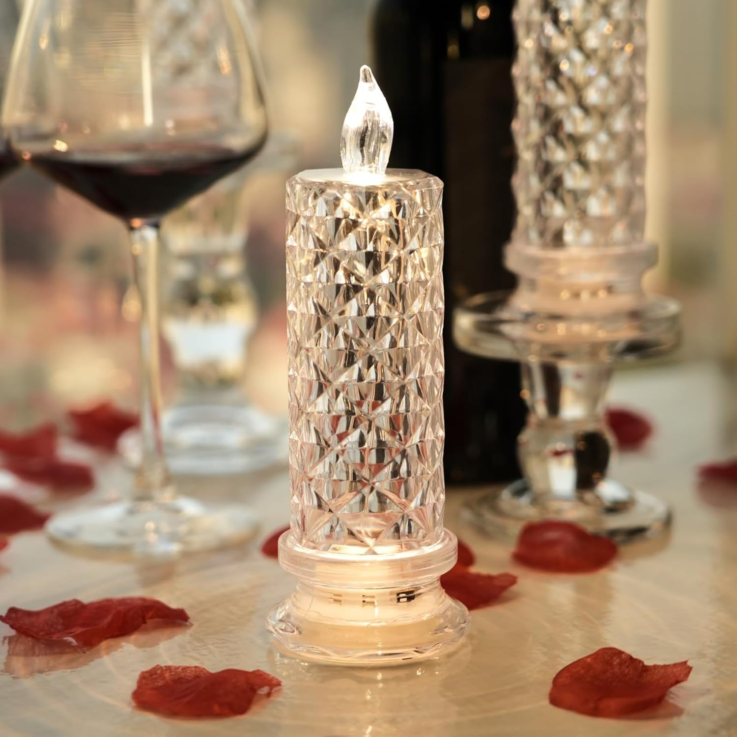 LED Crystal Candle Lights - Romantic Tabletop Night Lights