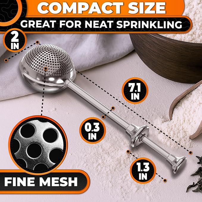Flour Duster✨ One-Handed 304 Stainless Steel Sugar & Flour Shaker 🎁
