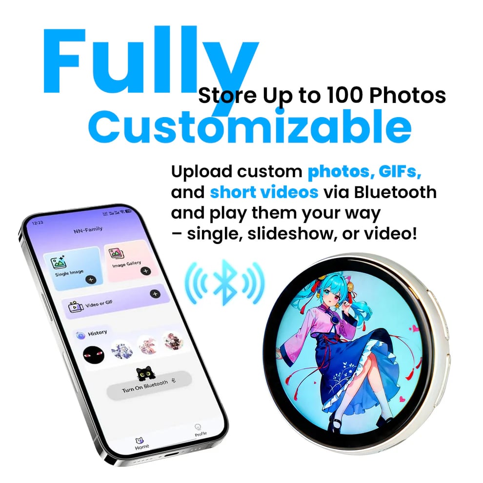 Digital Badge Photo Video GIF Display Screen Pins Pixel Touchscreen Lightweight 