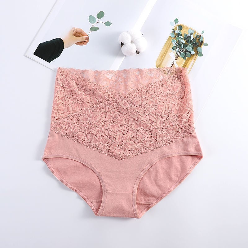 Cotton Lace High Waist Body Shaper Moisture Absorbent Antibacterial Underwear