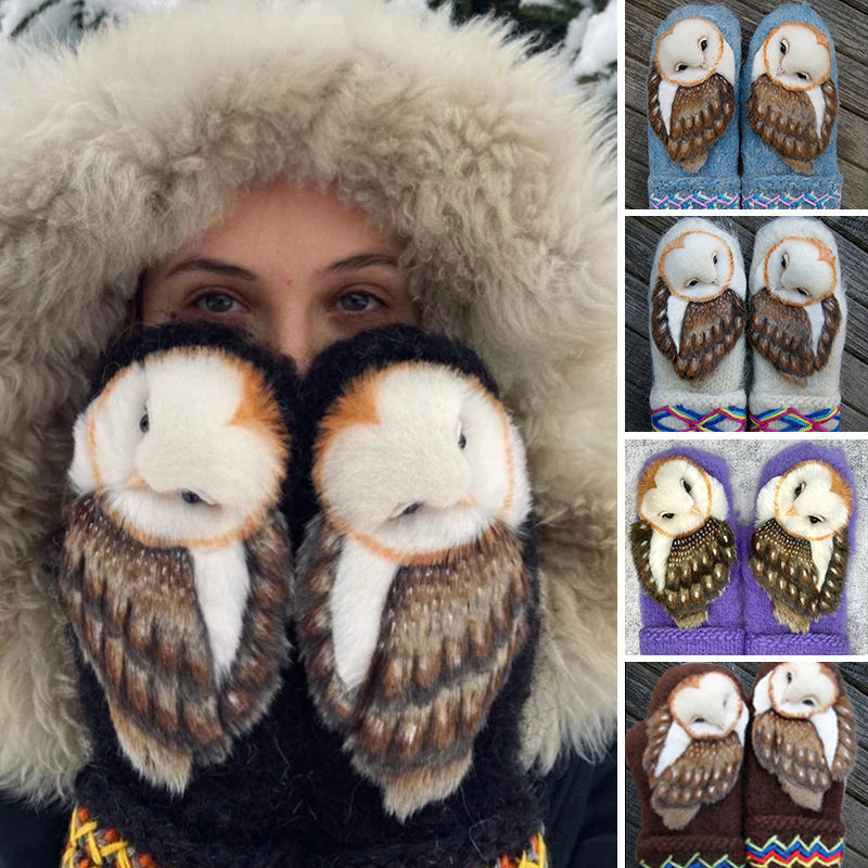 [High Quality Version]Hand Knitted Wool Nordic Mittens with Owls