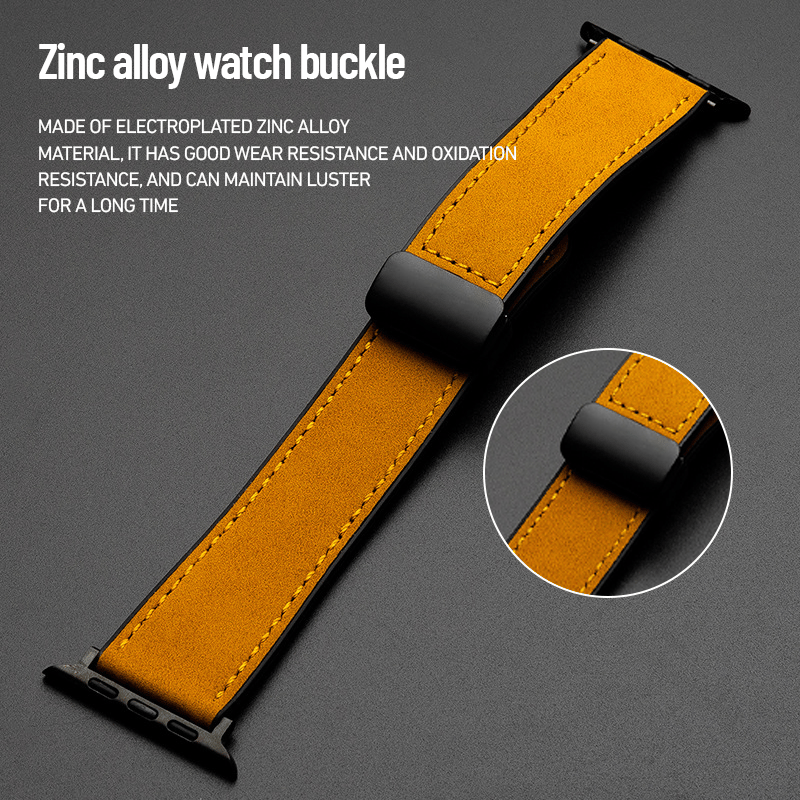 Crazy Horse Leather Silicone Watch Strap For Apple watch
