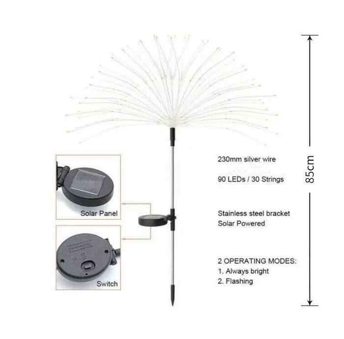 Waterproof Solar Garden Fireworks LED Light