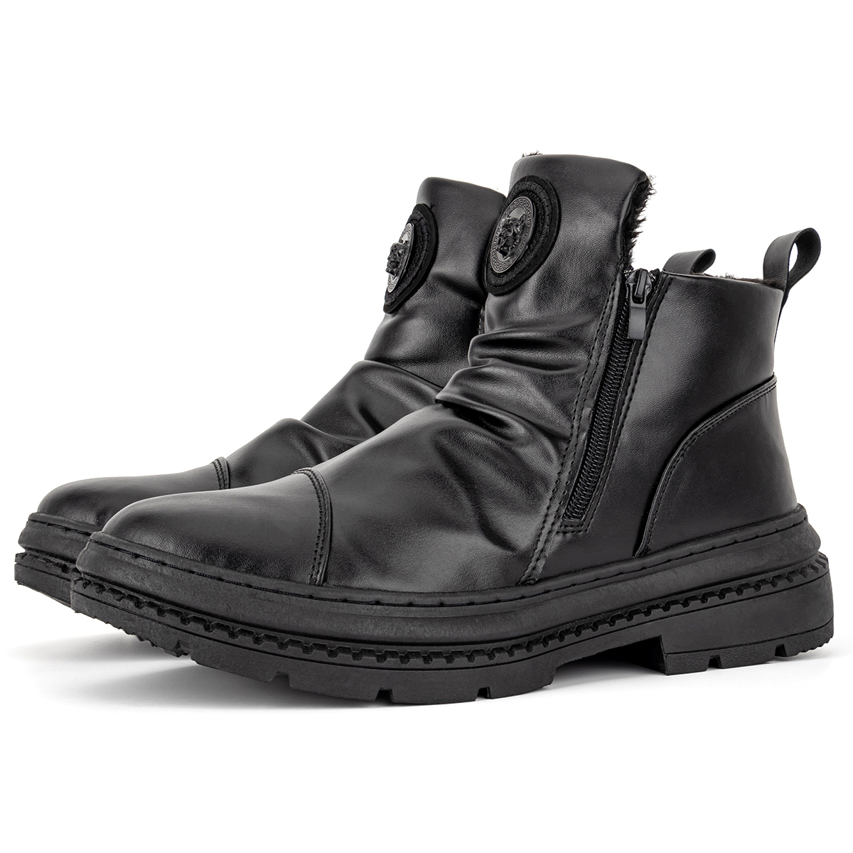 Men's Comfortable Leather Motorcycle Boots Work Boots Waterproof Anti-Slip Anti-Sprain