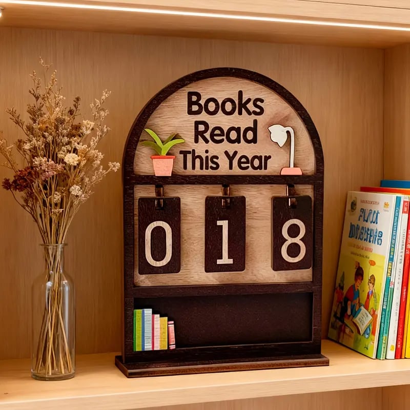 Wooden Annual Reading Count Display Piece
