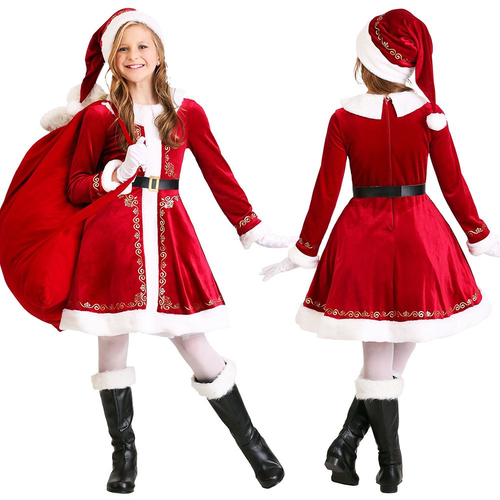 Deluxe Christmas  Outfit Santa Costume For Kids