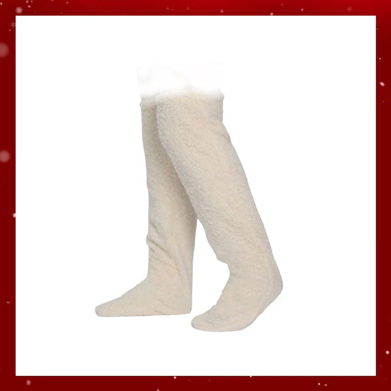Velvety Fleece Knee Socks For Christmas