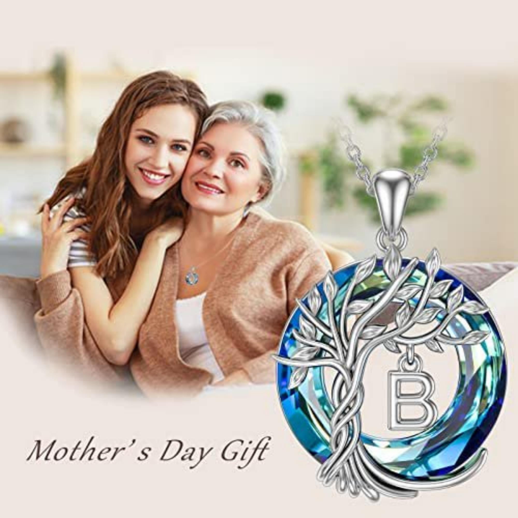 HESHPAWS Tree of Life Necklace for Women, A-Z Initial Letter Jewelry, English Alphabet Jewelry Gifts