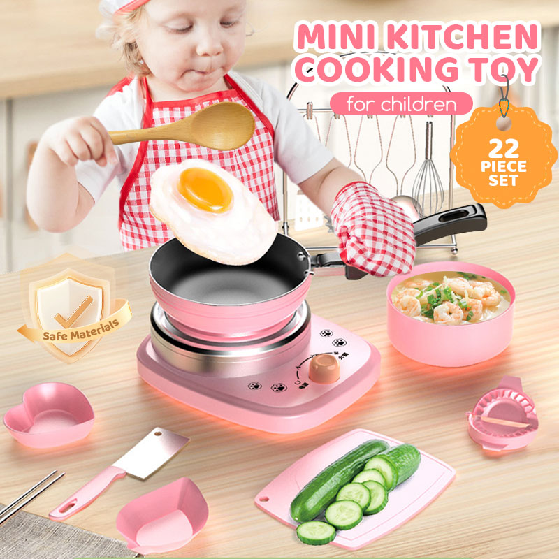Children's Real Cooking Mini Kitchen Toys - 22 PCS Set