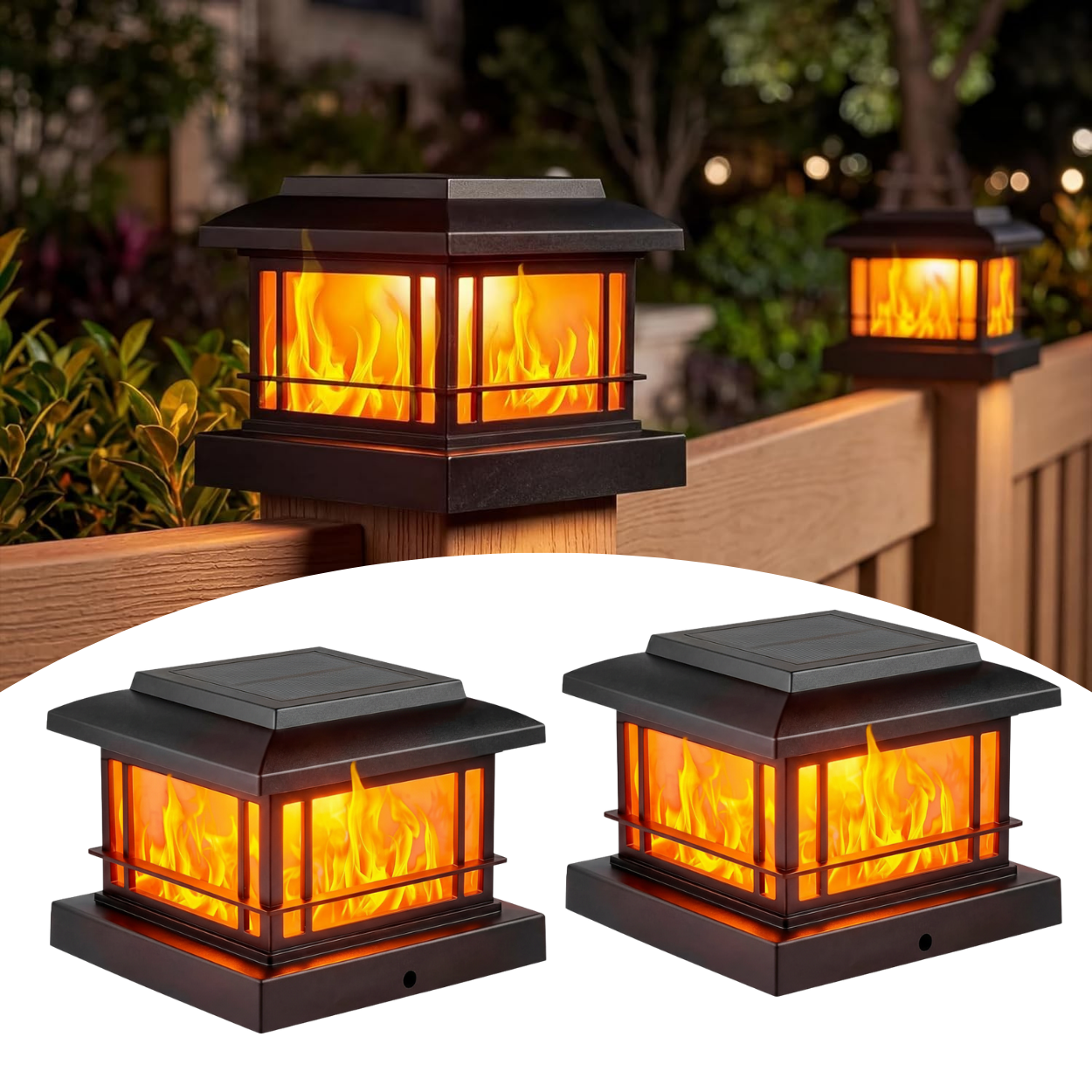 Solar Post Cap Lights Outdoor – Universal Fit for 4x4, 5x5, 6x6 Wood & Vinyl Posts – Waterproof LED Deck, Fence & Garden Lighting