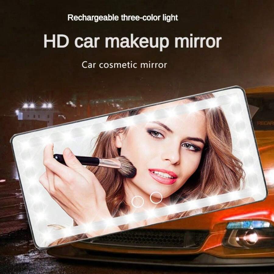 Rechargeable LED Car Makeup Mirror - Sun Visor Mirror With Fill Light For Beauty On-the-Go!