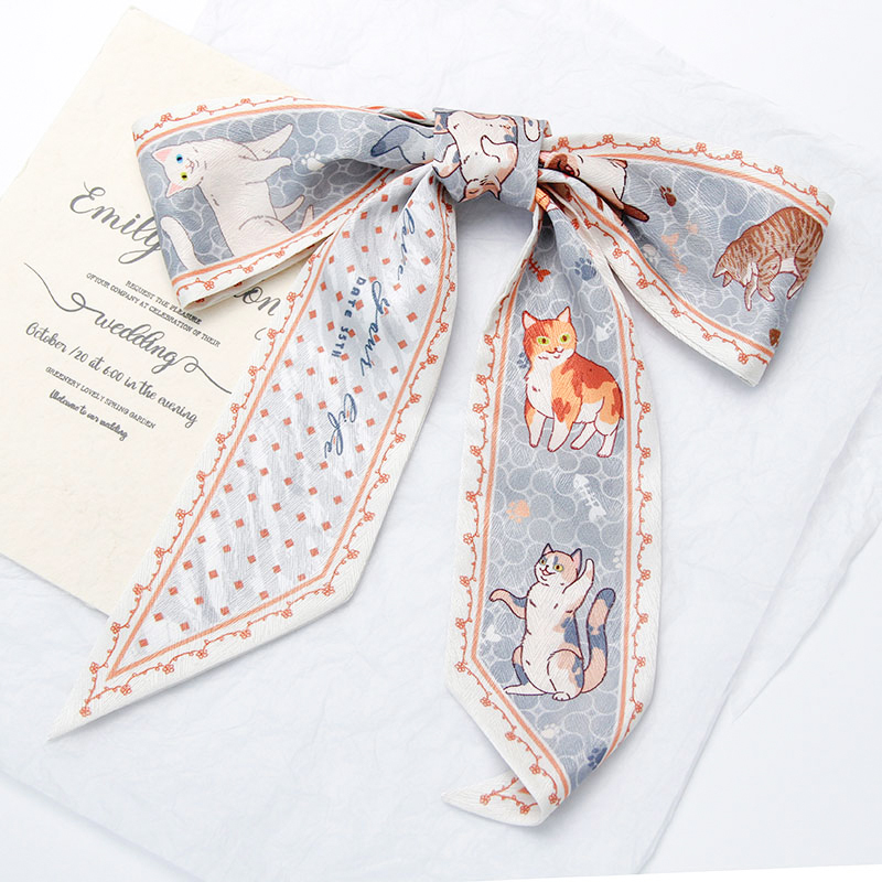 Summer Handmade Cat Illustration Scarf