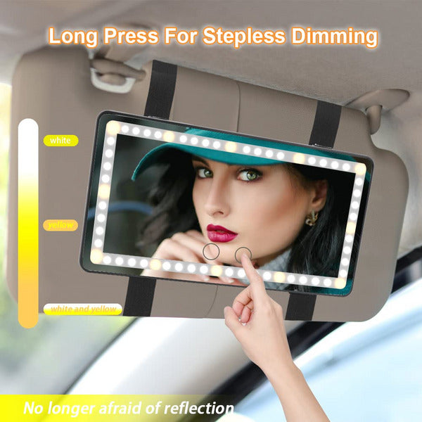 Rechargeable LED Car Makeup Mirror - Sun Visor Mirror With Fill Light For Beauty On-the-Go!