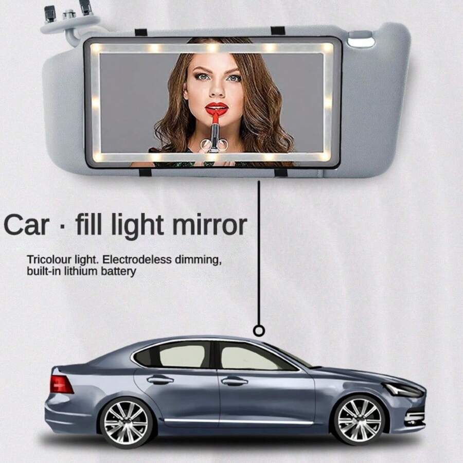 Rechargeable LED Car Makeup Mirror - Sun Visor Mirror With Fill Light For Beauty On-the-Go!