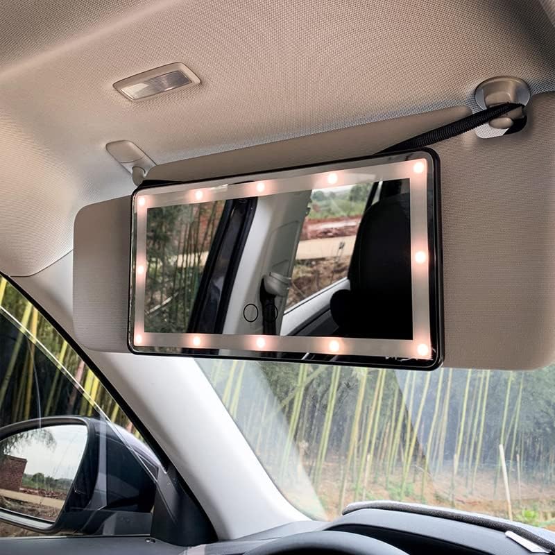 Rechargeable LED Car Makeup Mirror - Sun Visor Mirror With Fill Light For Beauty On-the-Go!