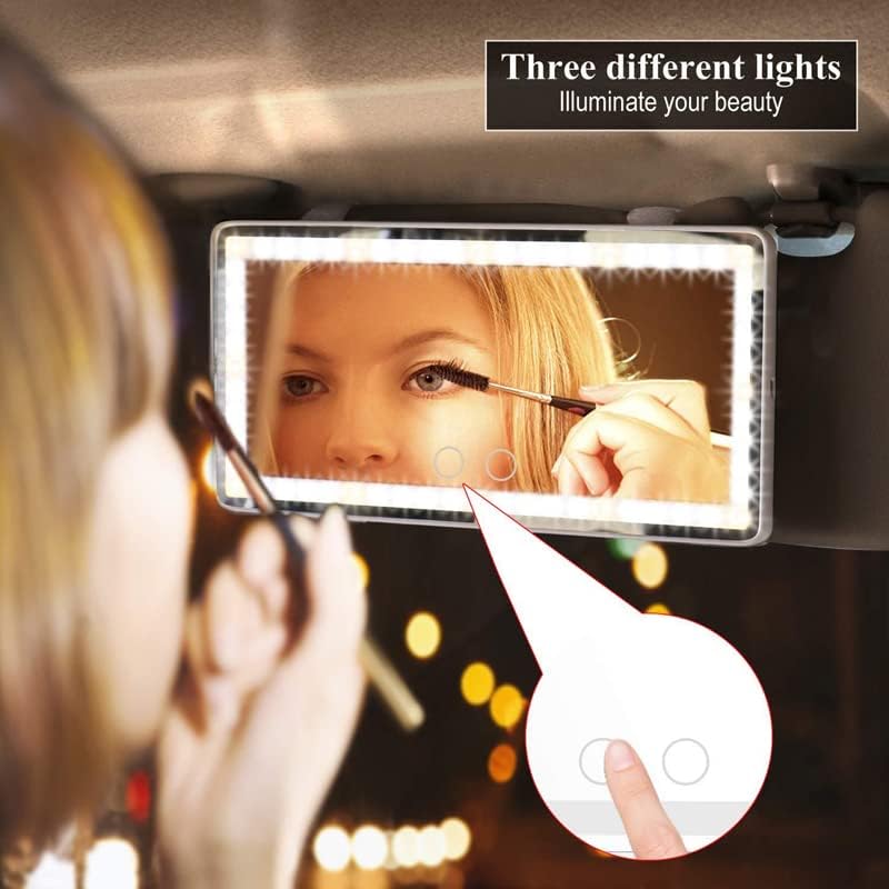 Rechargeable LED Car Makeup Mirror - Sun Visor Mirror With Fill Light For Beauty On-the-Go!