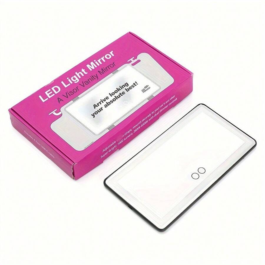 Rechargeable LED Car Makeup Mirror - Sun Visor Mirror With Fill Light For Beauty On-the-Go!