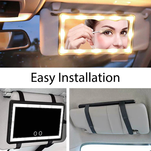 Rechargeable LED Car Makeup Mirror - Sun Visor Mirror With Fill Light For Beauty On-the-Go!