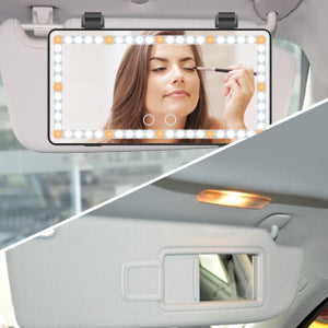 Rechargeable LED Car Makeup Mirror - Sun Visor Mirror With Fill Light For Beauty On-the-Go!