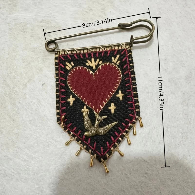 Hand-Embroidered Hope Protection Pocket Brooch