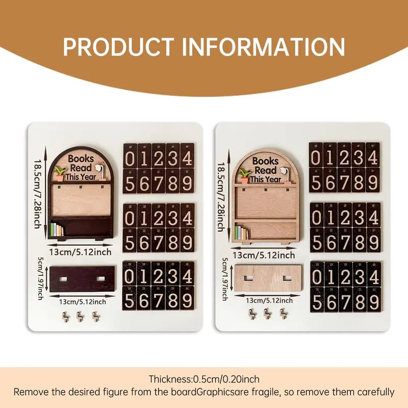 Wooden Annual Reading Count Display Piece