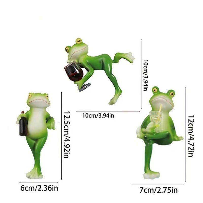 Tipsy Frog Sculpture, Flower Pot Decoration