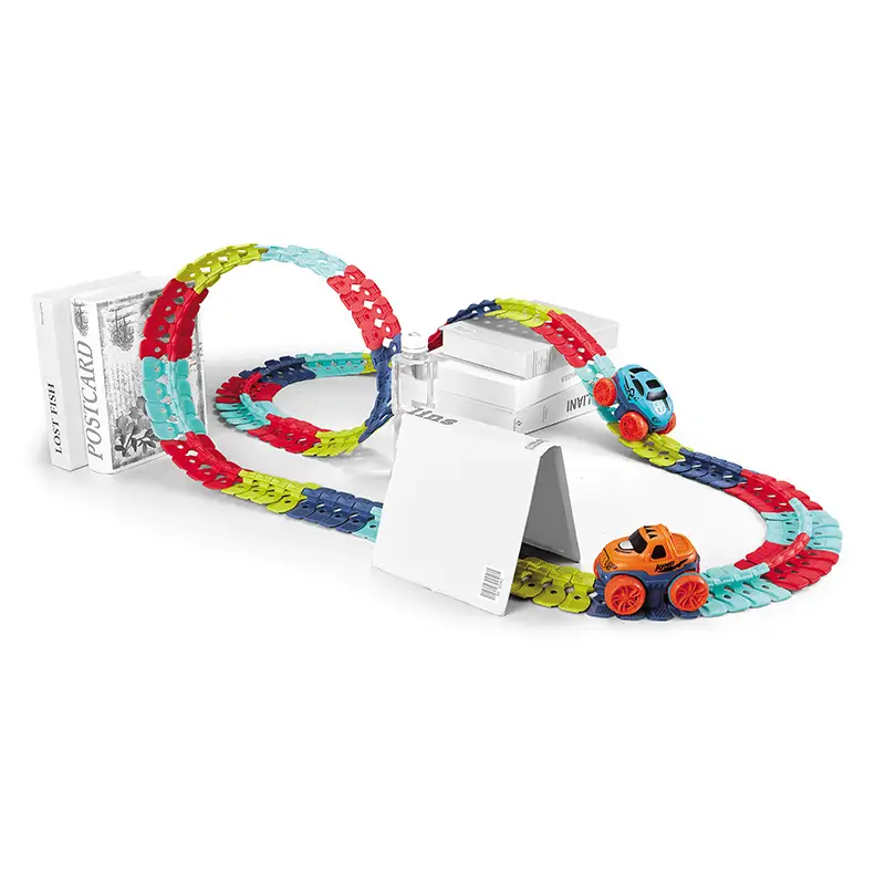 kids track cars for boys flexible track with led light up race car set anti gravity assembled track car birthday gifts for kids christmas halloween thanksgiving gift details 2