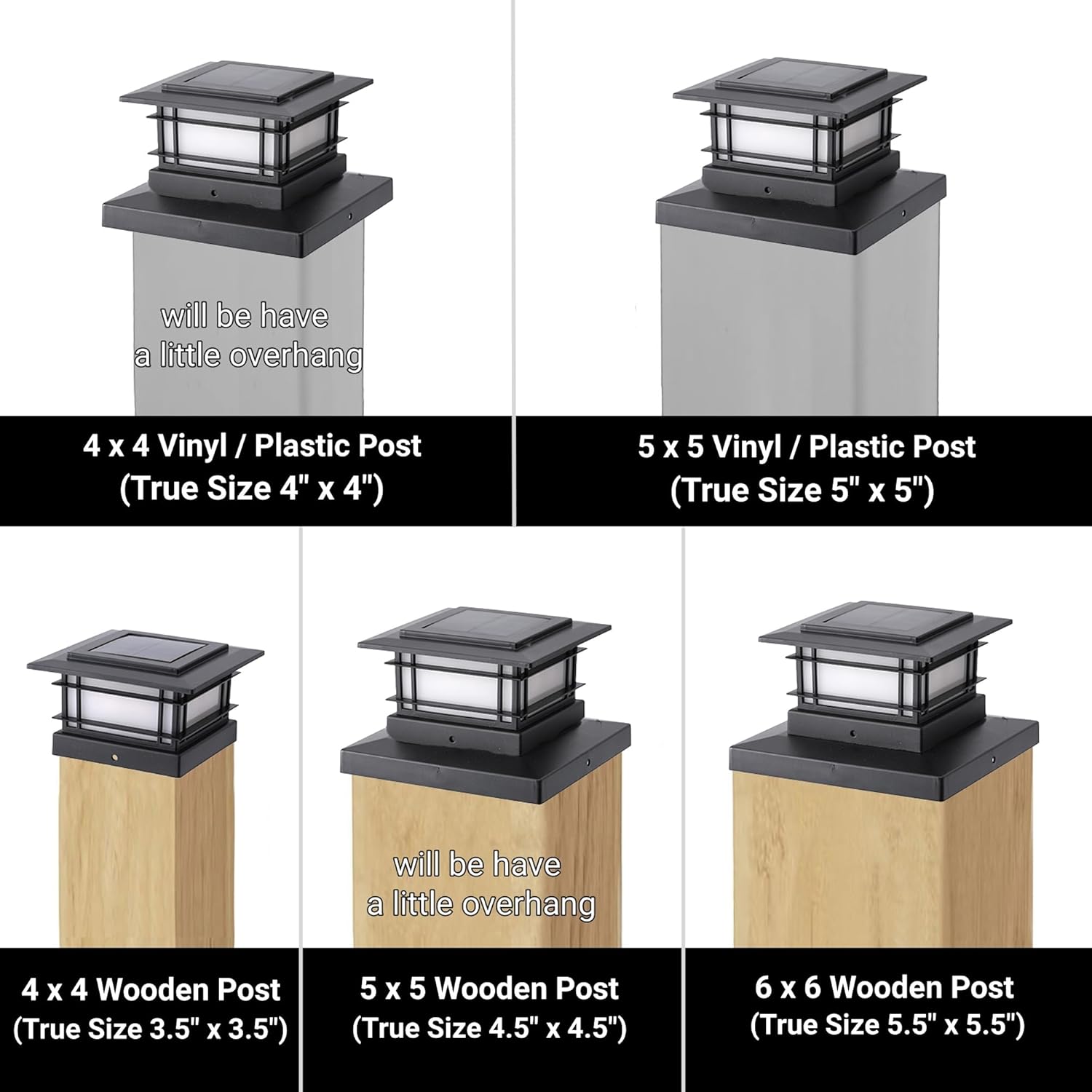 Solar Post Cap Lights Outdoor – Universal Fit for 4x4, 5x5, 6x6 Wood & Vinyl Posts – Waterproof LED Deck, Fence & Garden Lighting