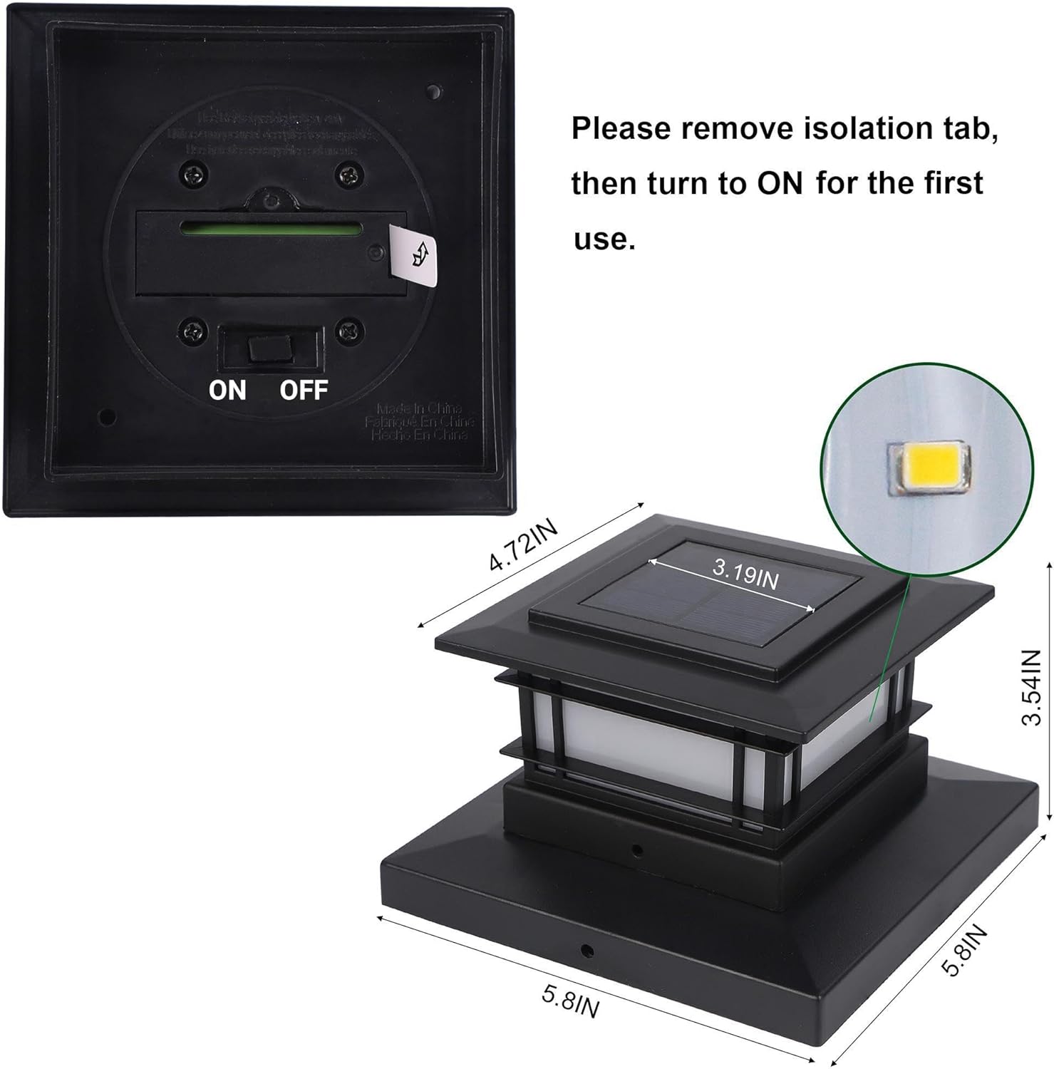 Solar Post Cap Lights Outdoor – Universal Fit for 4x4, 5x5, 6x6 Wood & Vinyl Posts – Waterproof LED Deck, Fence & Garden Lighting