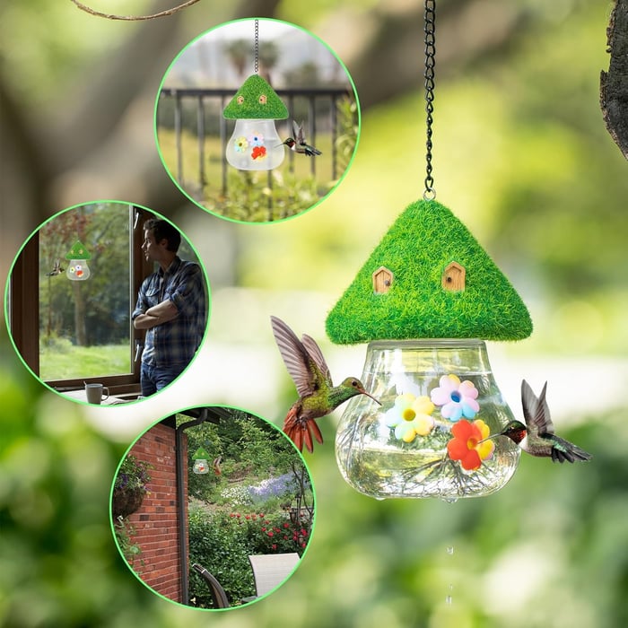 Cute Mushroom Shape Hummingbird Feeder