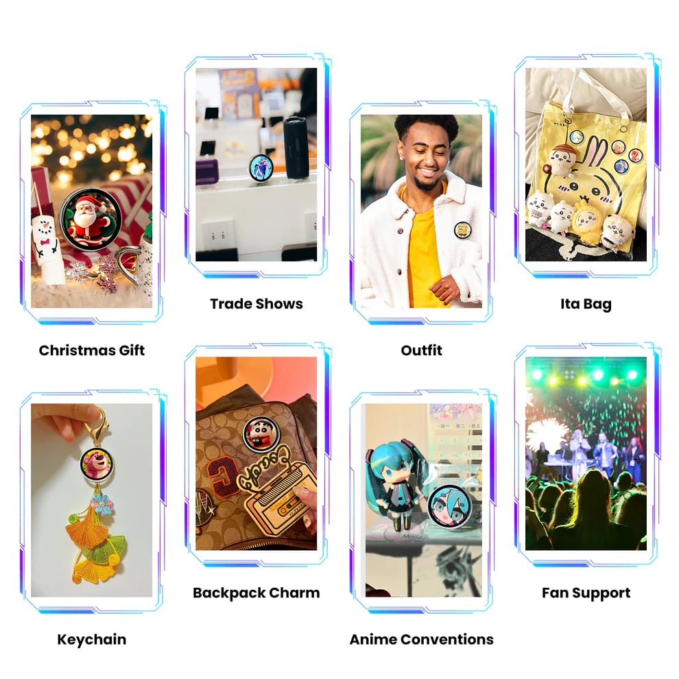 Digital Badge Photo Video GIF Display Screen Pins Pixel Touchscreen Lightweight 