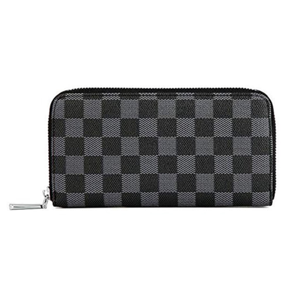Checkered Zip Around Wallets for Women