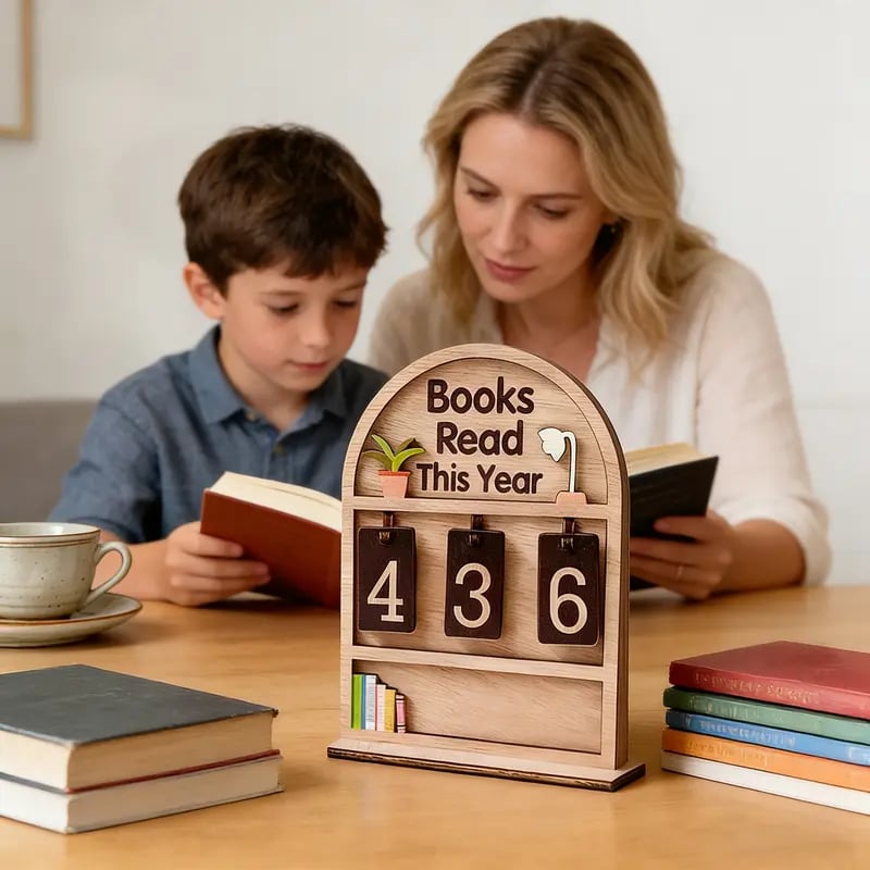 Wooden Annual Reading Count Display Piece