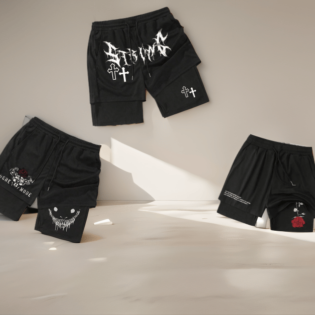 2 in 1 shorts Double layer fitness sports pants casual shorts