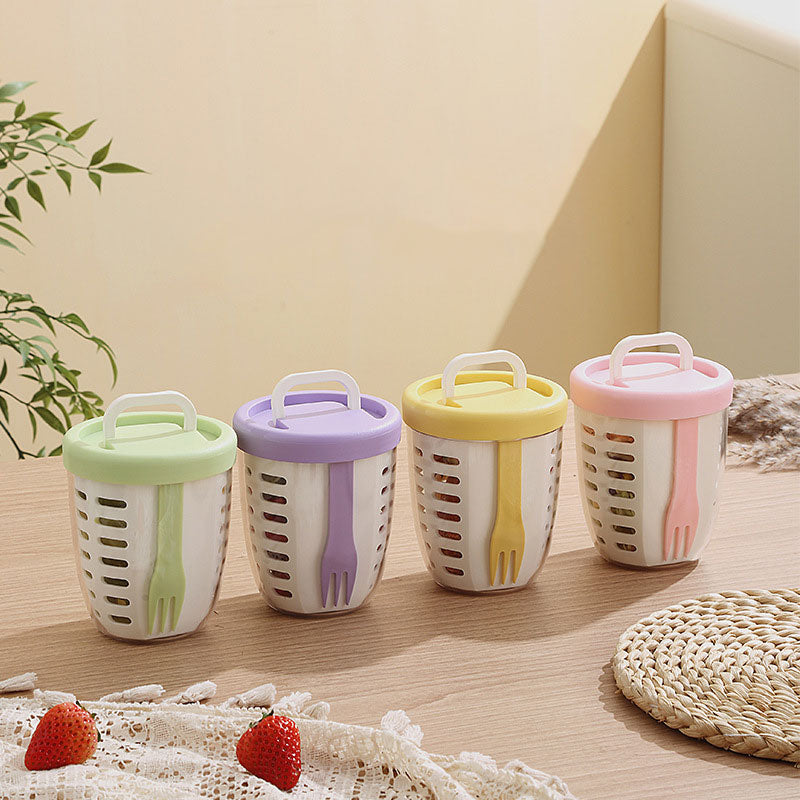 On-the-Go Fruit Cup with Strainer – Includes Fork