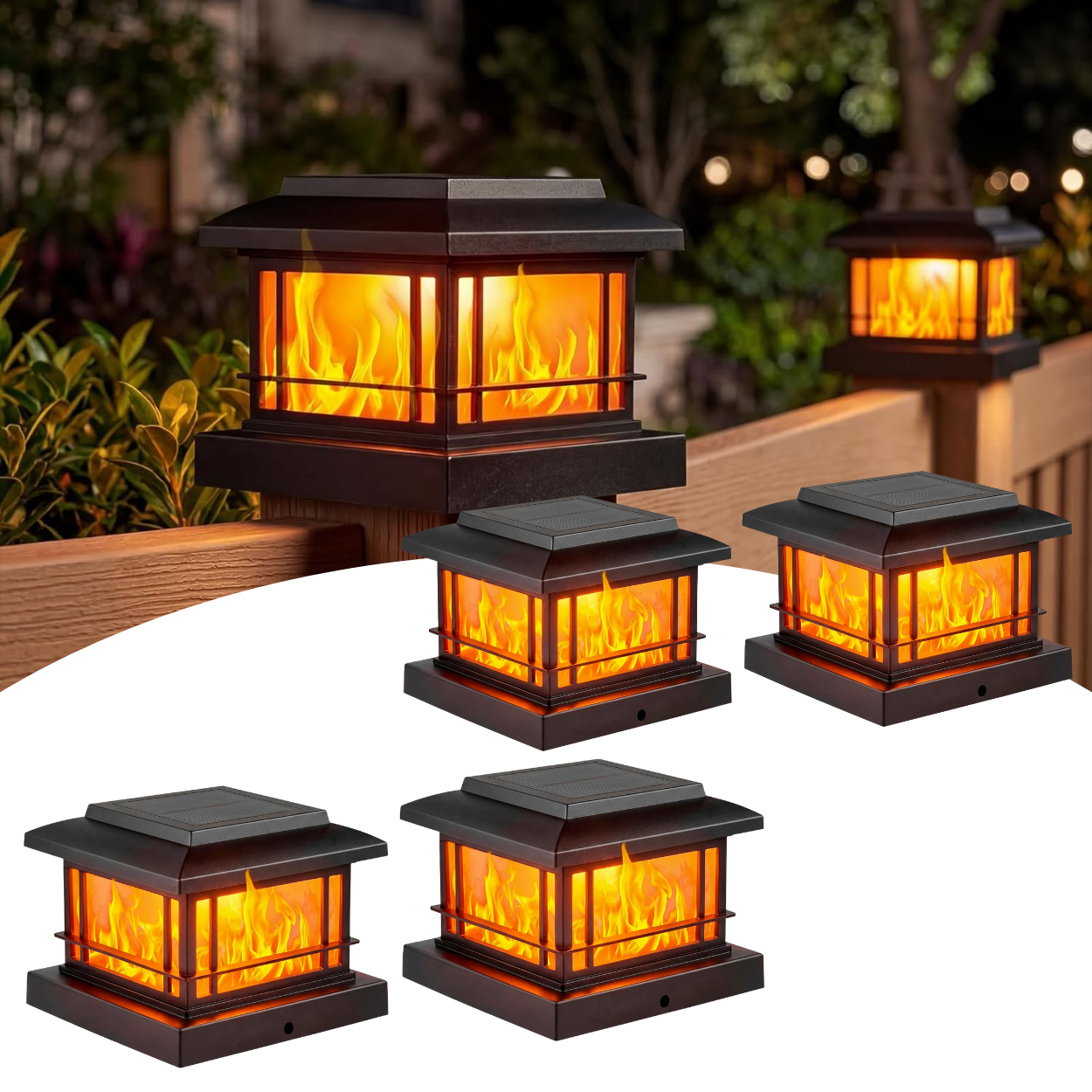 Solar Post Cap Lights Outdoor – Universal Fit for 4x4, 5x5, 6x6 Wood & Vinyl Posts – Waterproof LED Deck, Fence & Garden Lighting