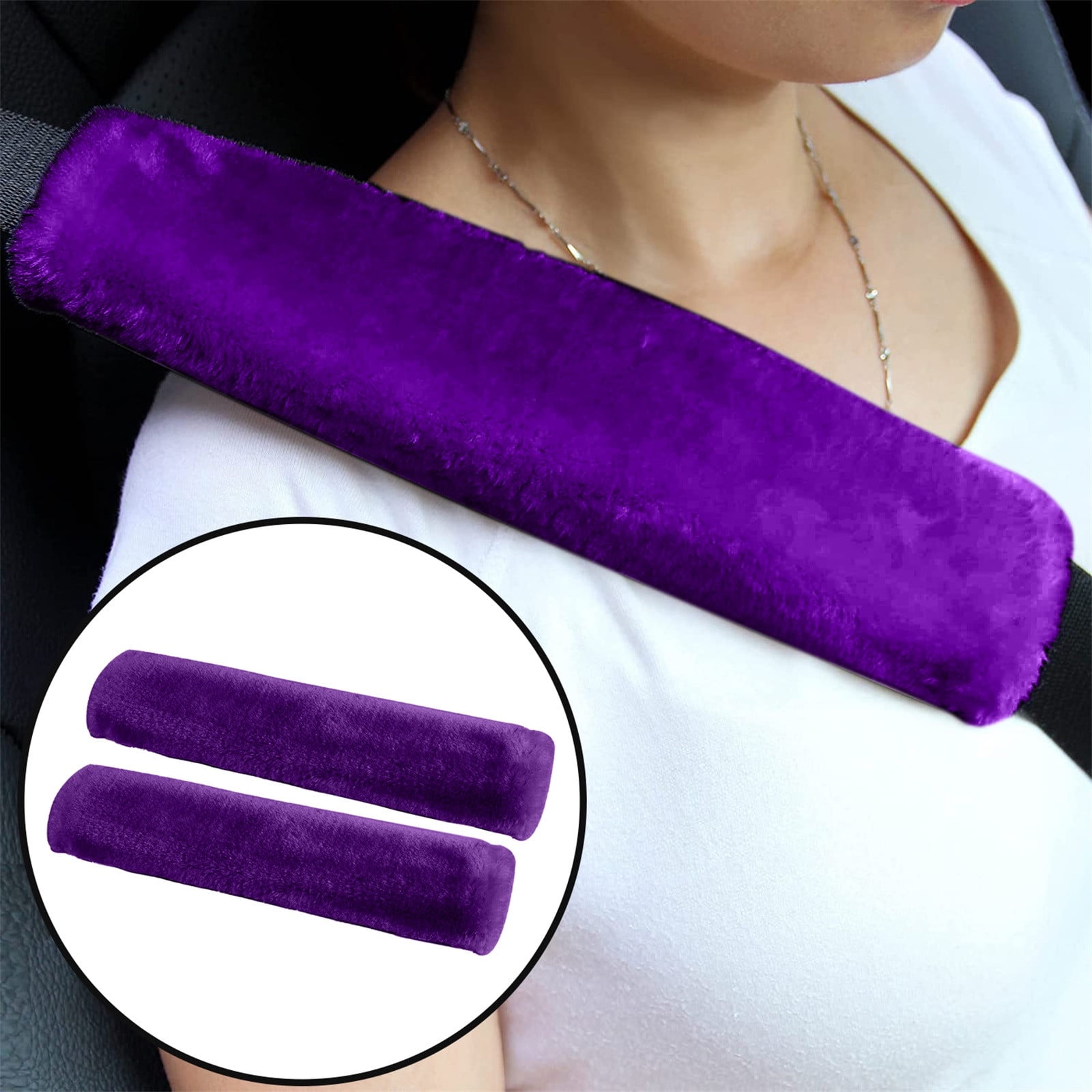 2pcs Soft Faux Sheepskin Cover Seat Belt Shoulder Strap Covers Shoulder Pad for Car & Bag