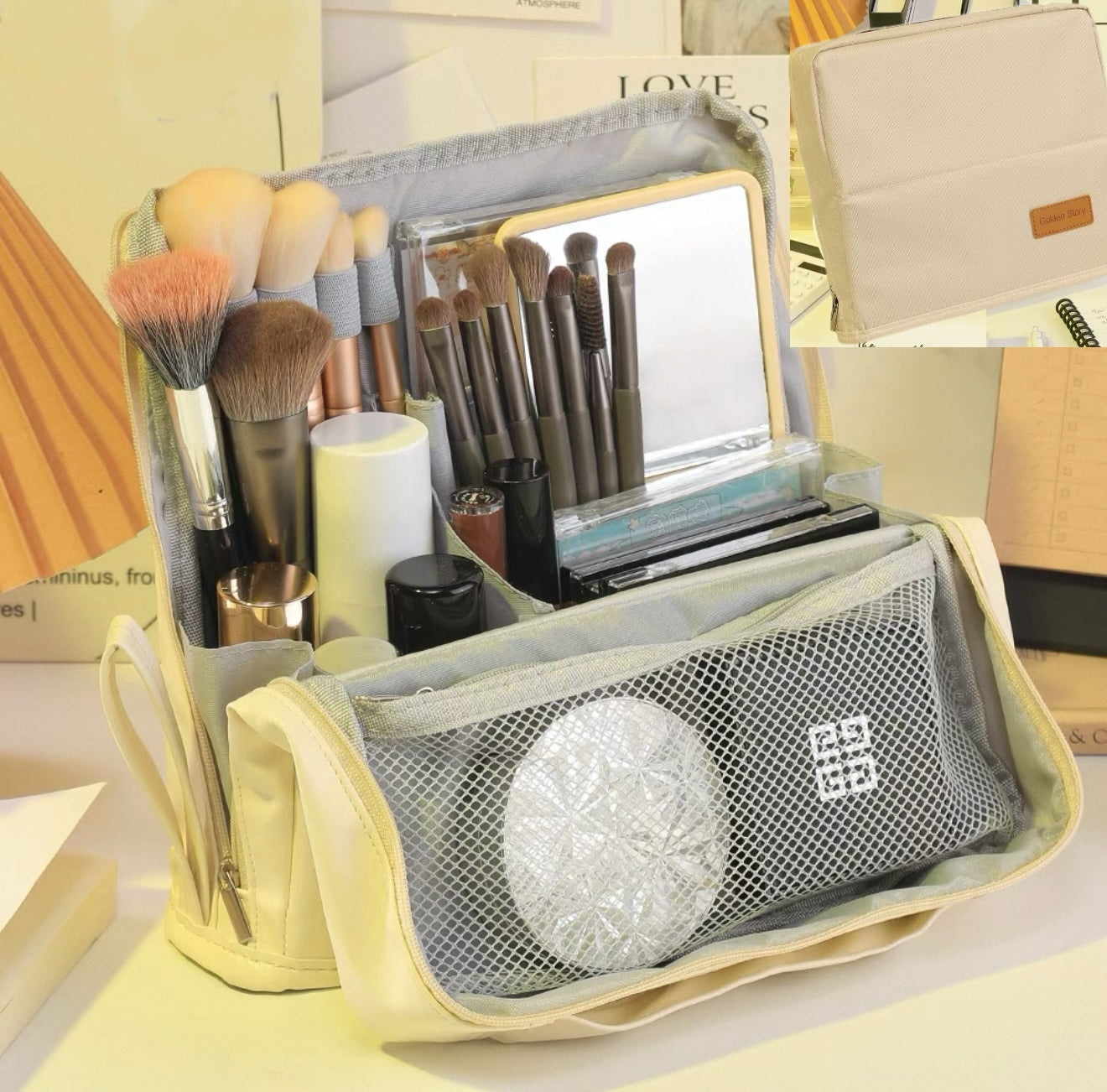 Standing Makeup Bag – Portable, Large Capacity