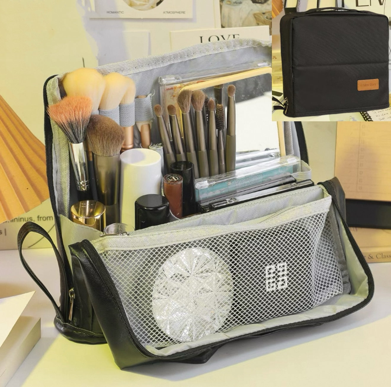Standing Makeup Bag – Portable, Large Capacity