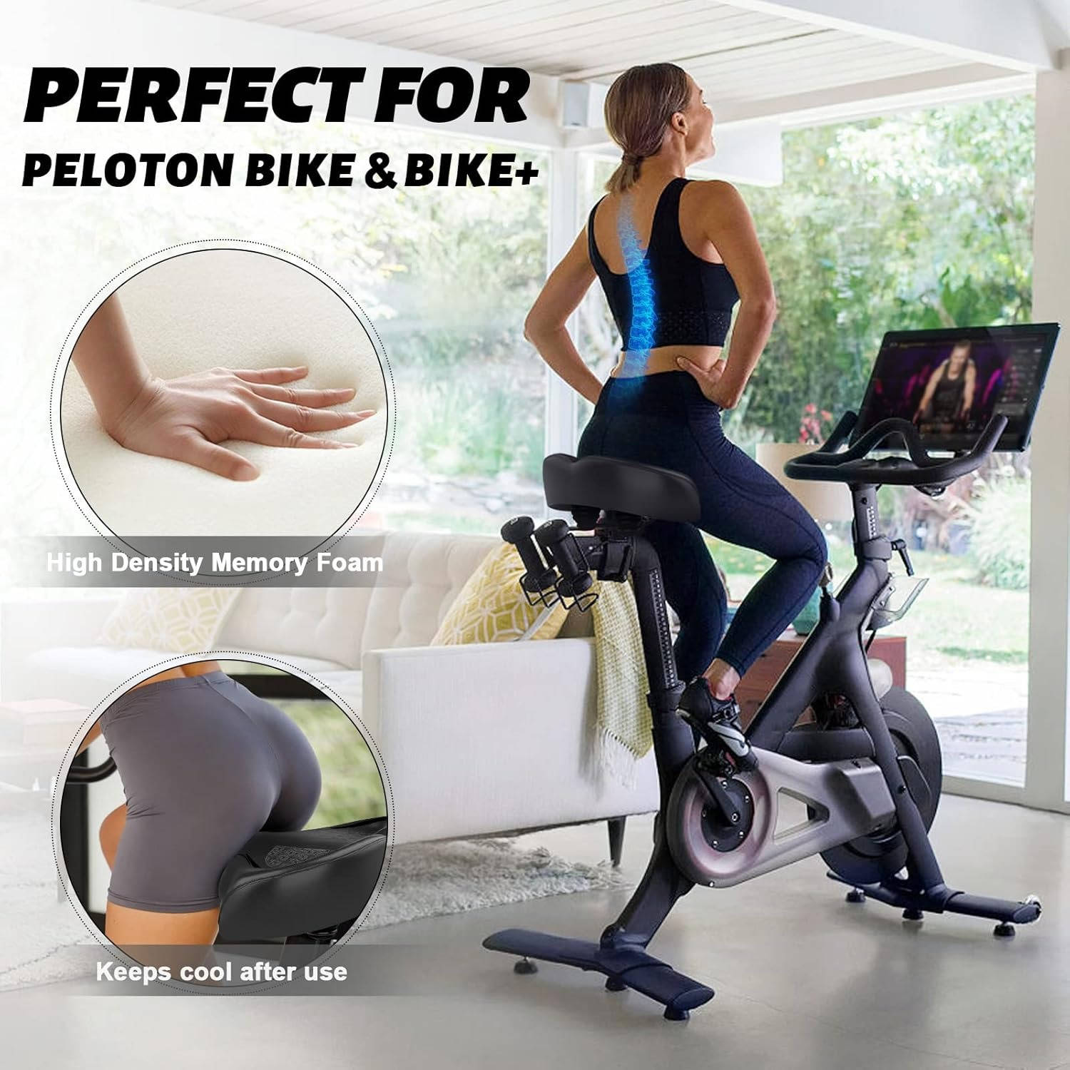 Wide Bicycle Seat Cushion Comfort Saddle, Oversized Bike Seat for Men Women Exercise Electric Mountain Cruiser Bikes