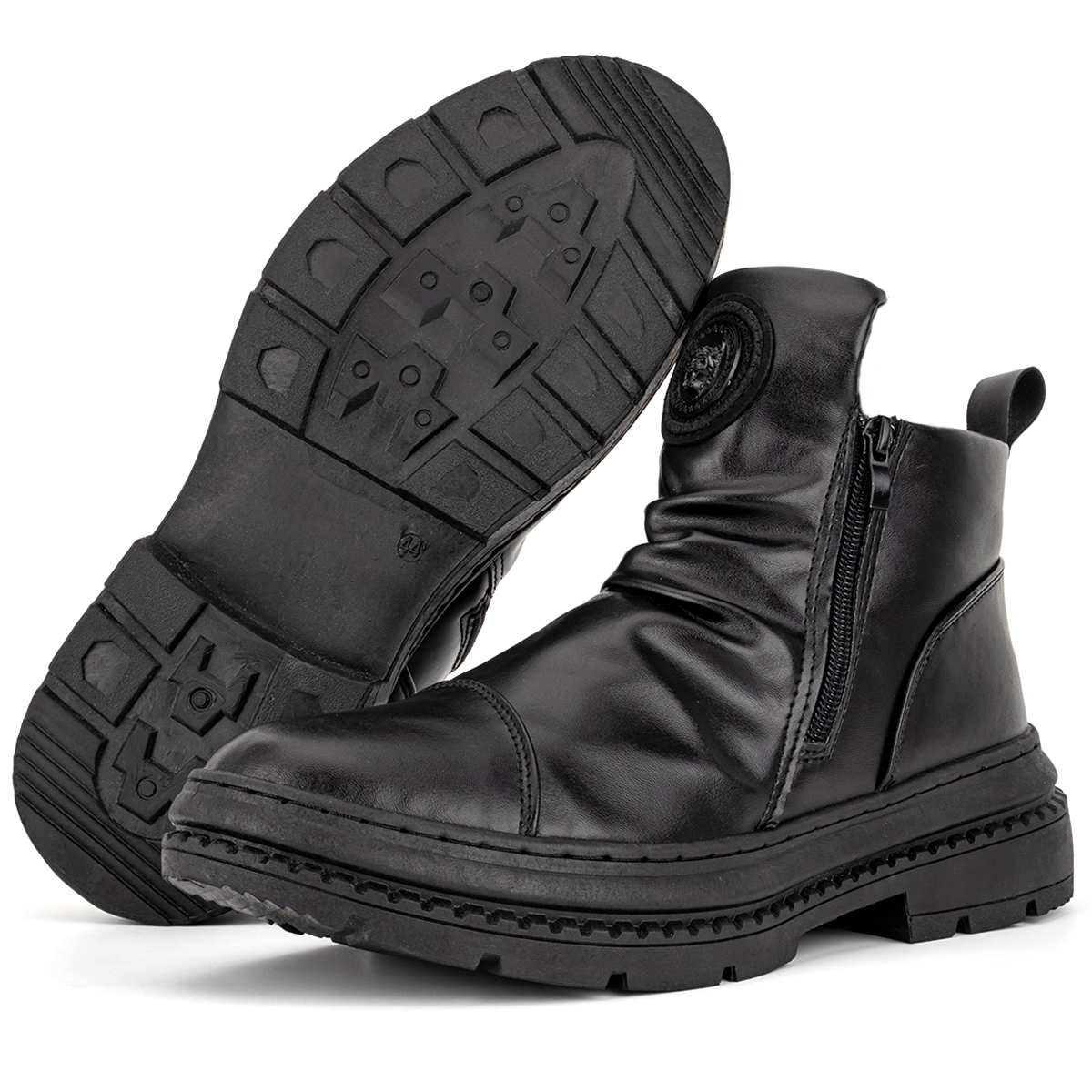 Men's Comfortable Leather Motorcycle Boots Work Boots Waterproof Anti-Slip Anti-Sprain