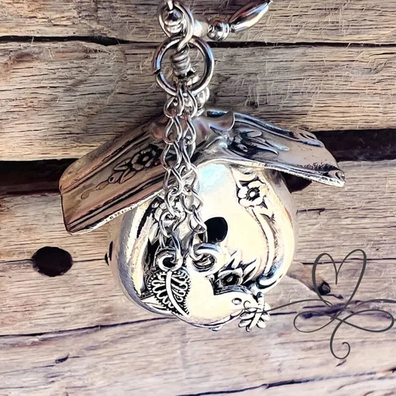 Silverware Birdhouse Necklace 
