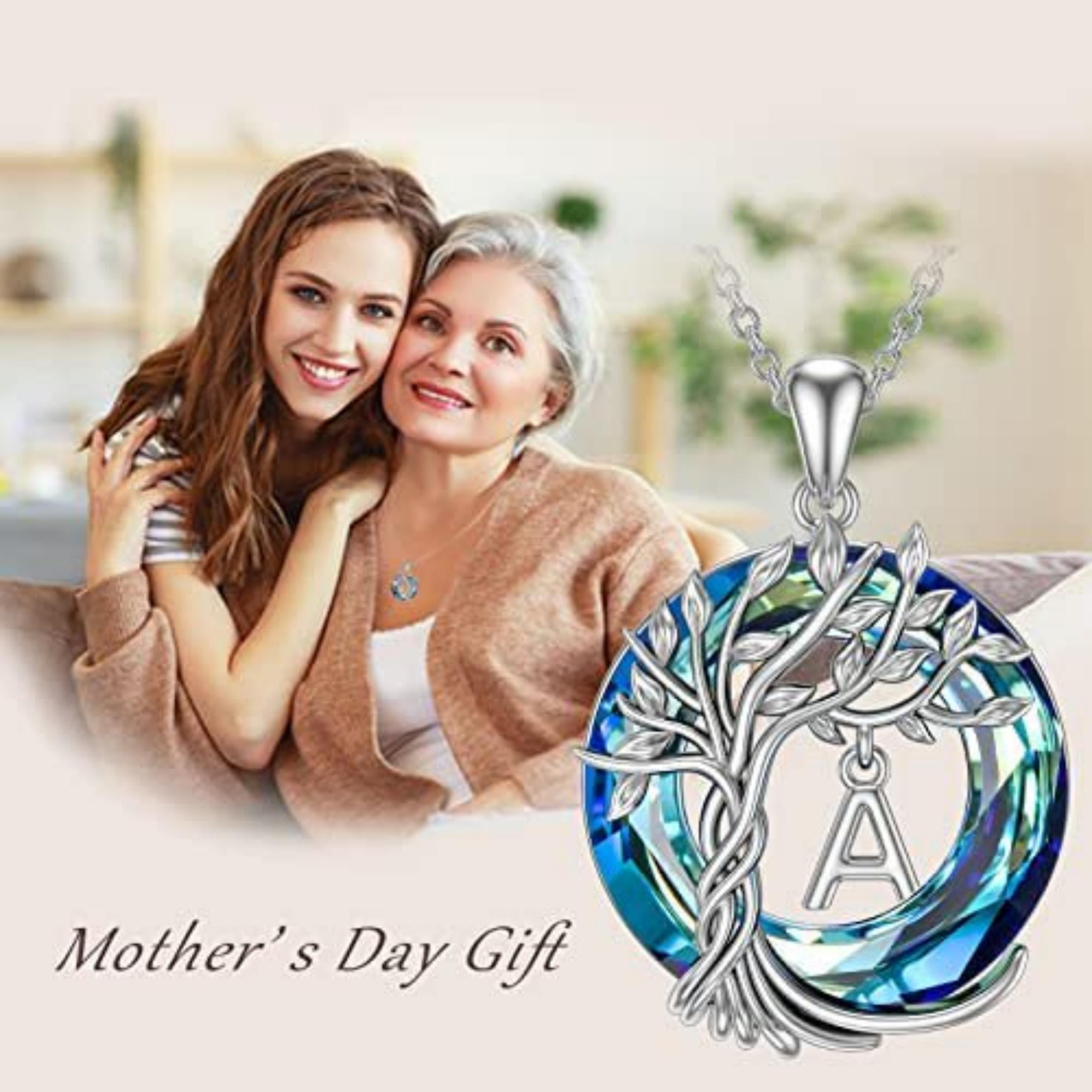 HESHPAWS Tree of Life Necklace for Women, A-Z Initial Letter Jewelry, English Alphabet Jewelry Gifts