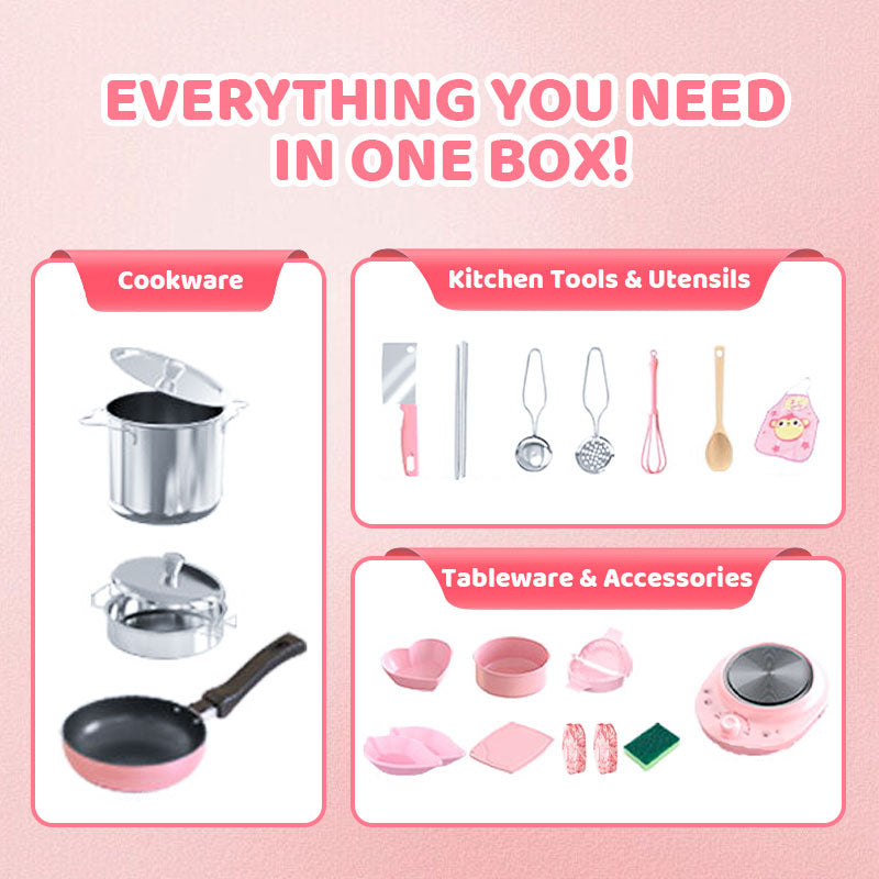 Children's Real Cooking Mini Kitchen Toys - 22 PCS Set