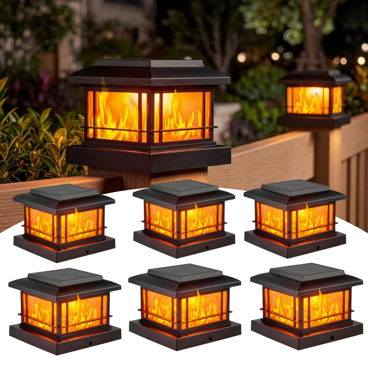 Solar Post Cap Lights Outdoor – Universal Fit for 4x4, 5x5, 6x6 Wood & Vinyl Posts – Waterproof LED Deck, Fence & Garden Lighting
