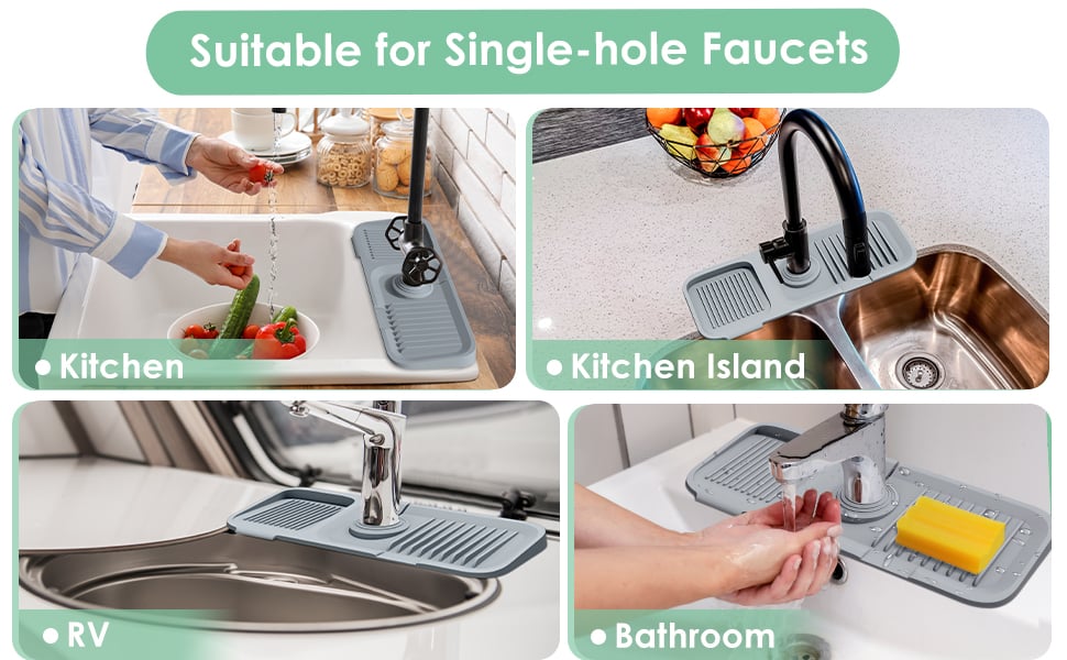 Sink Splash Guard Kitchen Gadgets Silicone Faucet Handle Drip Catcher Tray Mat