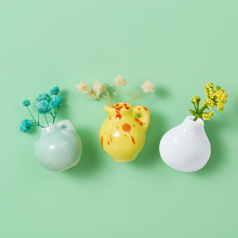 Cute Plant Ceramic Vase Fridge Magnets